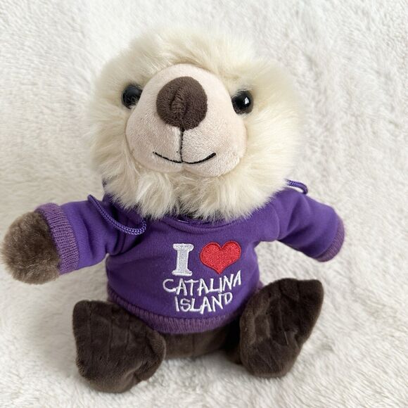 Petting Zoo Catalina Island Sea Otter Purple Sweatshirt 9” Plush Souvenir Toy - Picture 1 of 6